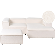 ARDAL- Driezitsbank met ottomaan - Off-white - Linkszijdig - Bouclé