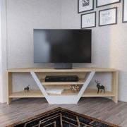 Modern Hoek TV Meubel Wit-Eikenlook Melamine 120 cm Sares