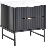 GLASTONBURY - Nachtkastje - Zwart/Marmereffect - MDF