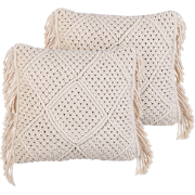 BESHAM - Sierkussen set van 2 - Lichtbeige - 45 x 45 cm - Katoen