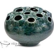 Villa Pottery  Donker Groen Reactive schaal vaas  - H22