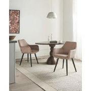 MORI - Eetkamerstoel set van 2 - Beige  - Corduroy