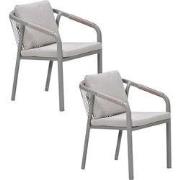 Garden Impressions Milou tuinstoel stapelbaar taupe - 2 stuks