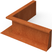 Fronta Keerwanden cortenstaal binnenhoek L50 x B50 x H20 cm