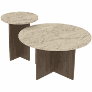 Set van 2 Salontafels met rond tafelblad Ø70 cm en Ø40 cm TILIA