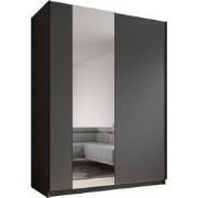 Meubella - Kledingkast Ganaro - Grijs - 150 cm - Met spiegel