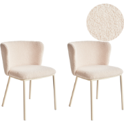 MINA II - Eetkamerstoel set van 2 - Lichtbeige - Boucle