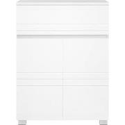 Petit meuble de rangement 1 tiroir et 2 portes blanc laqué - H80 cm