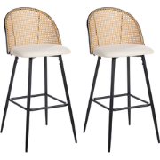 CORNELL - Barkruk set van 2 - Zwart/Crème - IJzer