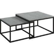 Meubella - Salontafel Styler - Betonlook - Eiken - 70 cm - set van 2