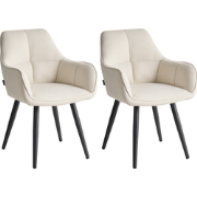 TIRANO - Eetkamerstoel set van 2 - Lichtbeige - Kunstlinnen