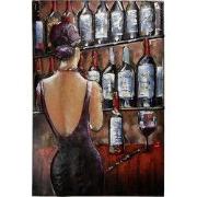 Clayre & Eef Metalen Schilderij 80x120 cm Rood Metaal Vrouw