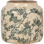 Clayre & Eef Bloempot Ø 15x14 cm Beige Keramiek Bloemen