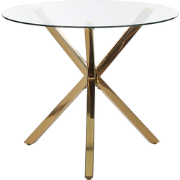 SAVONI - Eettafel - Goud - âŒ€ 90 cm - Veiligheidsglas