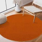 Uni Rond Oranje Vloerkleed – Modern Laagpolig Effen Tapijt- 120 CM RON...