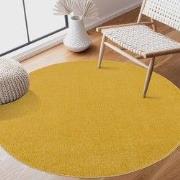 Uni Rond Geel Vloerkleed – Modern Laagpolig Effen Tapijt- 200 CM ROND