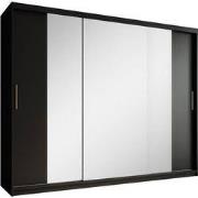 Meubella - Kledingkast Mandalin - Zwart - 250 cm - Met spiegel