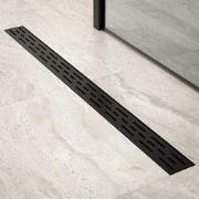 Douchegoot - 90cm- Mat Zwart - Standaard rooster - RVS - Met Flens