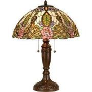Lumilamp Tiffany Tafellamp Ø 47x61 cm Groen Roze Glas Roos