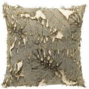 NILO - kussenhoes 45x45 cm - bladmotief - Oil Green - groen