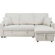 NASSJO - Hoekslaapbank - Lichtbeige - Linkszijdig - Polyester/Linnen