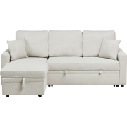 NASSJO - Hoekslaapbank - Lichtbeige - Rechtszijdig - Polyester/Linnen