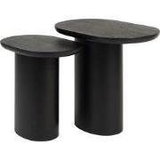 Bijzettafel Deens Ovaal - Zwart Mangohout - Set Van 2 - Bella