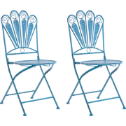 PAVIA  - Set van 2 tuinstoelen - Blauw - IJzer
