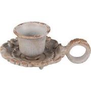 Clayre & Eef Kandelaar 9x6x4 cm Grijs IJzer