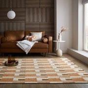 Laagpolig Vloerkleed Riley Block - Geometrisch - Terracotta - 155x230 ...