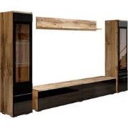 Meubella - Wandmeubel Variety - Zwart - Eiken