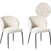 ZANA - Eetkamerstoel set van 2 - Lichtbeige - Bouclé