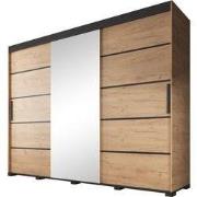 Meubella - Kledingkast Fabio - Eiken - 250 cm - Met spiegel