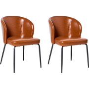 ZANA - Eetkamerstoel set van 2 - Goudbruin - Kunstleer