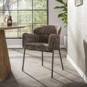 Eetkamerstoel Lola Bouclé stof Taupe met ronde rug en arm