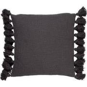 RUBY - Kussenhoes 45x45 cm - 100% katoen - met flosjes - Charcoal Gray...