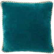 MANOE - kussenhoes 45x45 cm - effen kleur - jute rand - Deep Lake - bl...