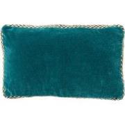 MANOE - sierkussen 30x50 cm - effen kleur - jute rand - Deep Lake - bl...