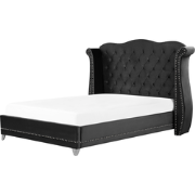 AYETTE  - Tweepersoonsbed - Zwart - 180 x 200 cm - Fluweel