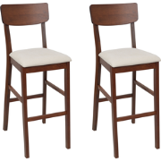 AMBLER - Barkruk set van 2 - Lichtbeige - Hout