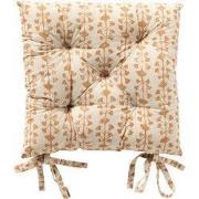 FRANCINE - stoelkussen 40x40 cm - bladmotief - met striklinten - Dusty...