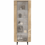 Vitrinekast 1 deur 4 glazen planken eikendecor H 200 cm - LUCIA