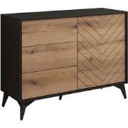 Meubella - Dressoir Dolores - Eiken - Zwart - 104 cm - met lades