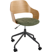 NOVATO - Bureaustoel - Lichtbruin/Groen - Linnen