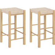 EMBRUN - Set van 2 barkrukken - Lichtbruin - Rubberhout