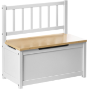 BERRIMA - Bankje met opbergruimte - Wit/Lichtbruin - Dennenhout