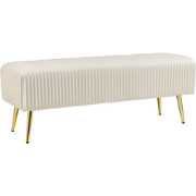 PATERSON - Voetenbankje - Off-white - Fluweel