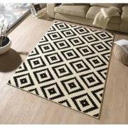 Laagpolig vloerkleed - Design velours Diamond - Zwart / Beige - 80x300...