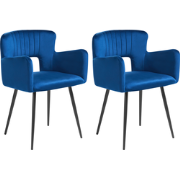 SANILAC - Eetkamerstoel set van 2 - Marineblauw - Fluweel