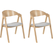 YUBA - Eetkamerstoel set van 2 - Lichthout/Grijs - Polyester
